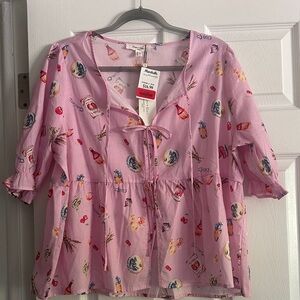Pink Patterned Women's Blouse